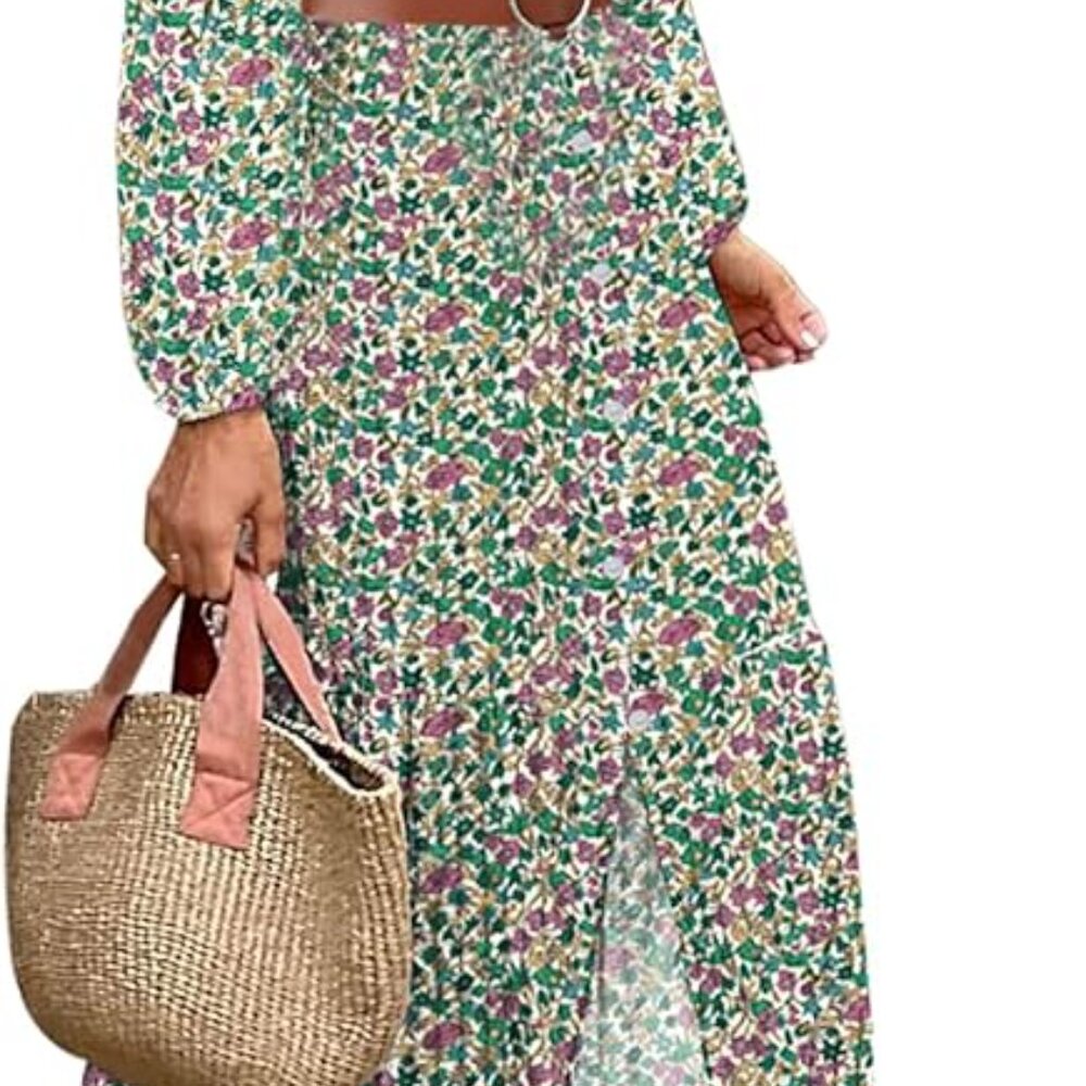 🌸 Boho Floral Puff Sleeve Midi Dress | Size S | NWT 🌸 - Picture 3 of 5